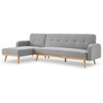 Canada Light Grey 3-Seater Corner Sofa Bed with Chaise Lounge