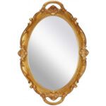 Gold Vintage Carved Oval Antique Wall Mirror