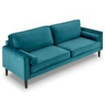 Sanorita Blue Faux Velvet Sofa Bed