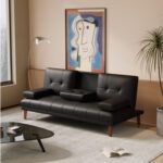 Spain 3 Seater Adjustable Sofa Bed With Cup Holder Black