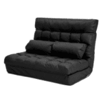 Lucena Black PU Leather Sofa Bed Double Seat Lounge