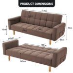 Venice Brown 3-Seater Fabric Sofa Bed