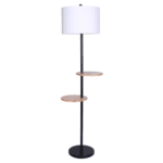 Round Wood Shelves Sarantino Metal Floor Lamp